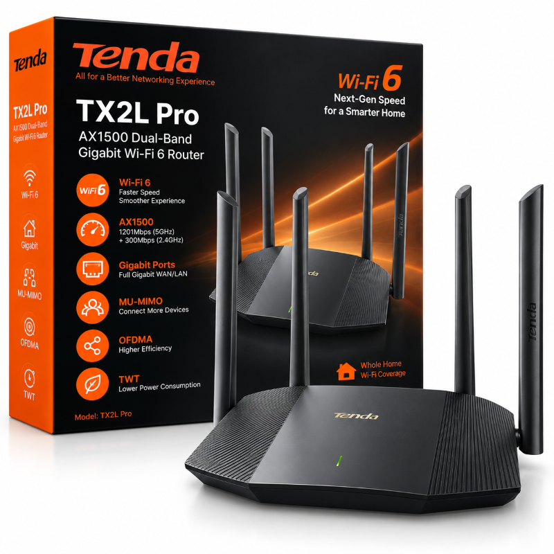 Tenda TX2L Pro AX1500 Dual-Band Gigabit Wi-Fi 6 Router