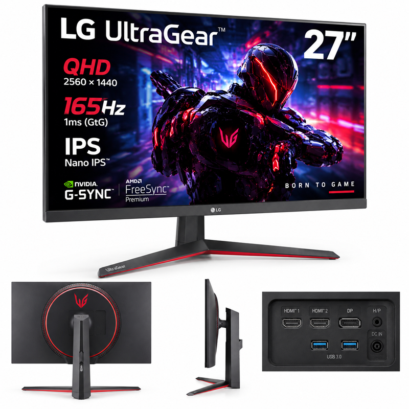 LG UltraGear 27GR75Q 27-inch 165Hz QHD Gaming Monitor - hover