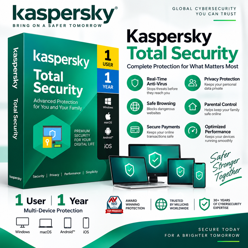 Kaspersky Total Security 1 User 1 Year Antivirus