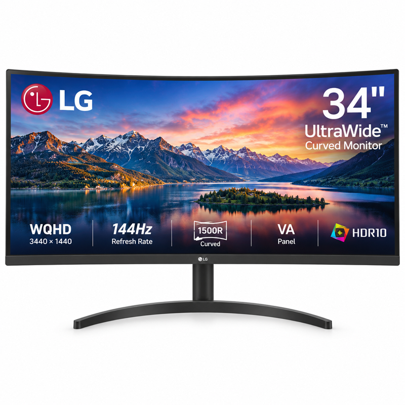 LG 34U640B-B 34" 144Hz WQHD UltraWide VA Curved Monitor